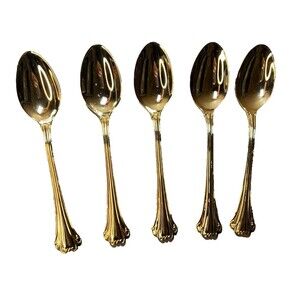 FB Rogers Golden Plated Electroplate American Chipendale 5 Spoons Tsp